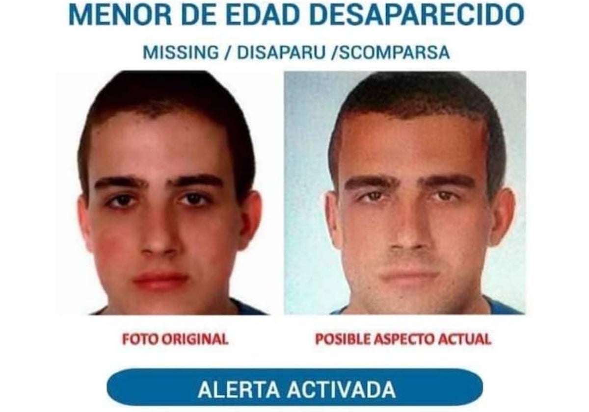 El joven Paco Molina en una imagen del momento de su desaparición y el aspecto que presentaría ahora