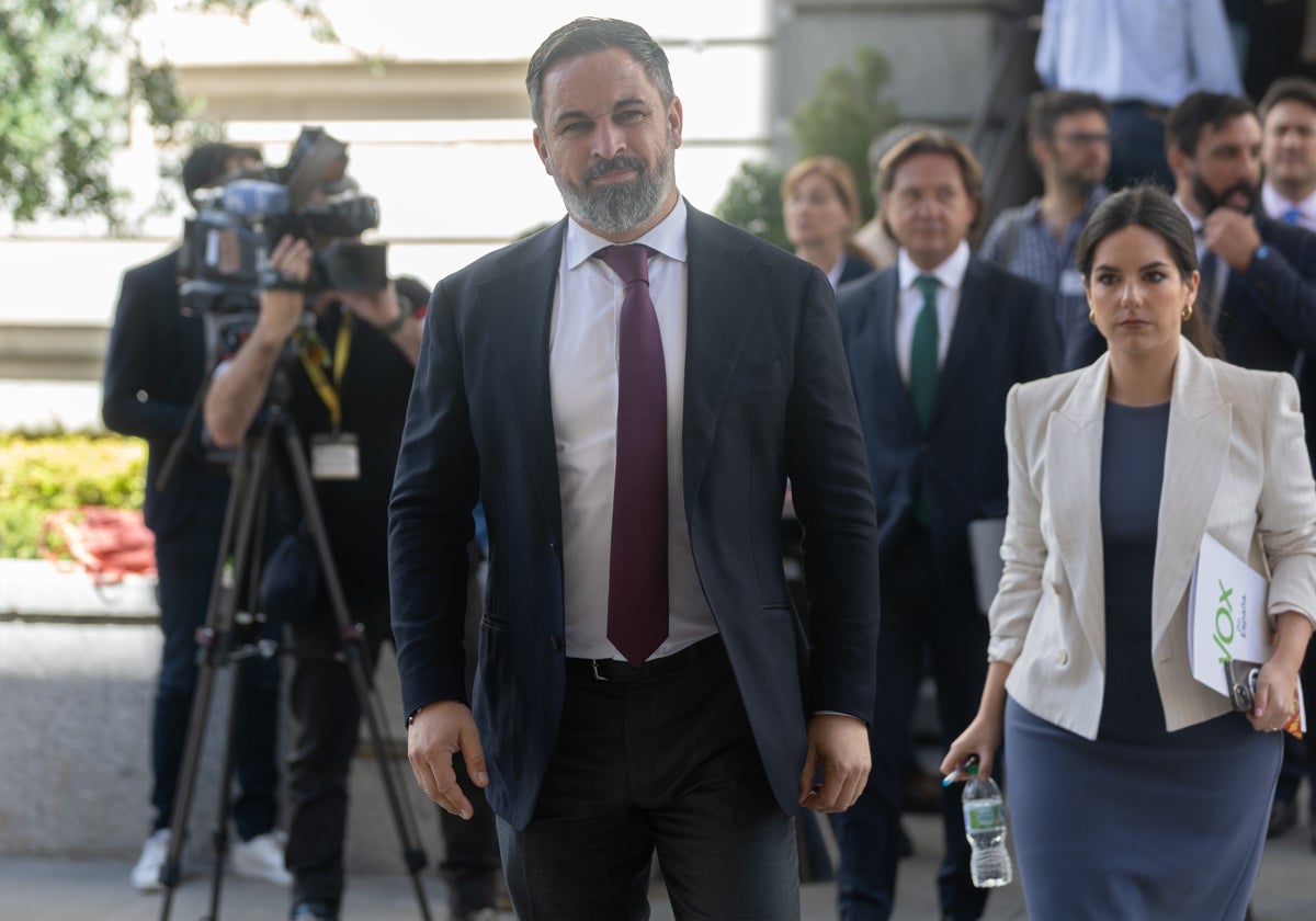 El líder de Vox, Santiago Abascal, en el Congreso de los Diputados