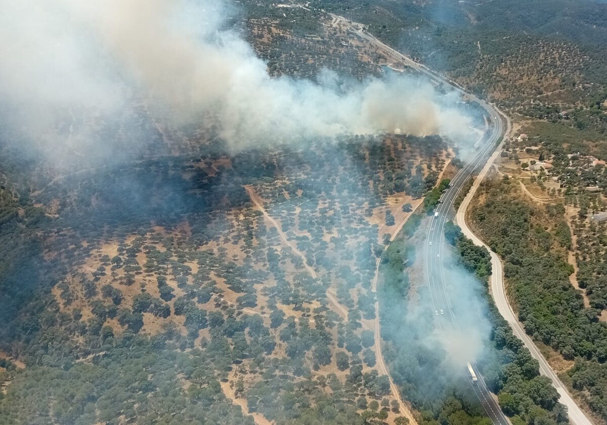 Imagen difundida por el Infoca de la zona afectada por el incendio