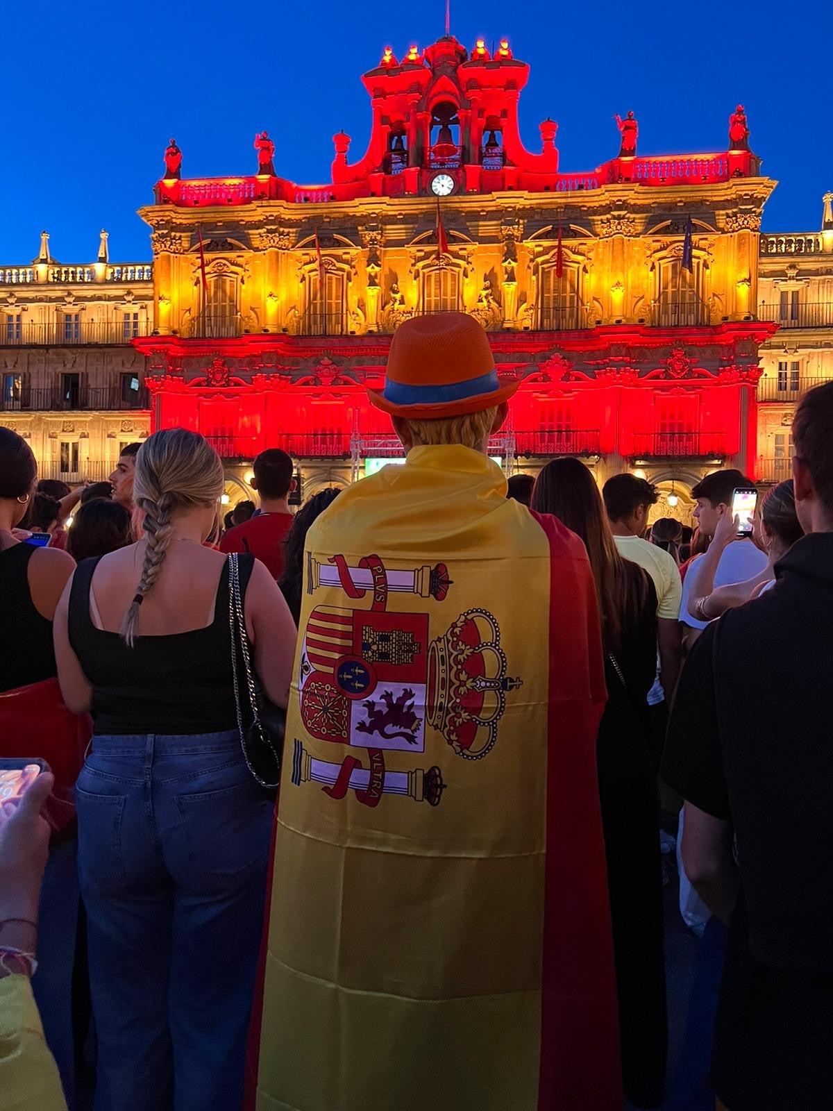 Plaza Mayor de Salamanca durante la final de España e Inglaterra en la Eurocopa 