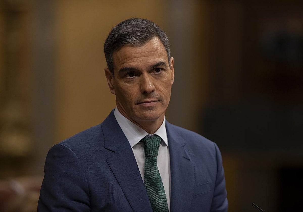El presidente del Gobierno, Pedro Sánchez, este miércoles durante el pleno del Congreso de los Diputados
