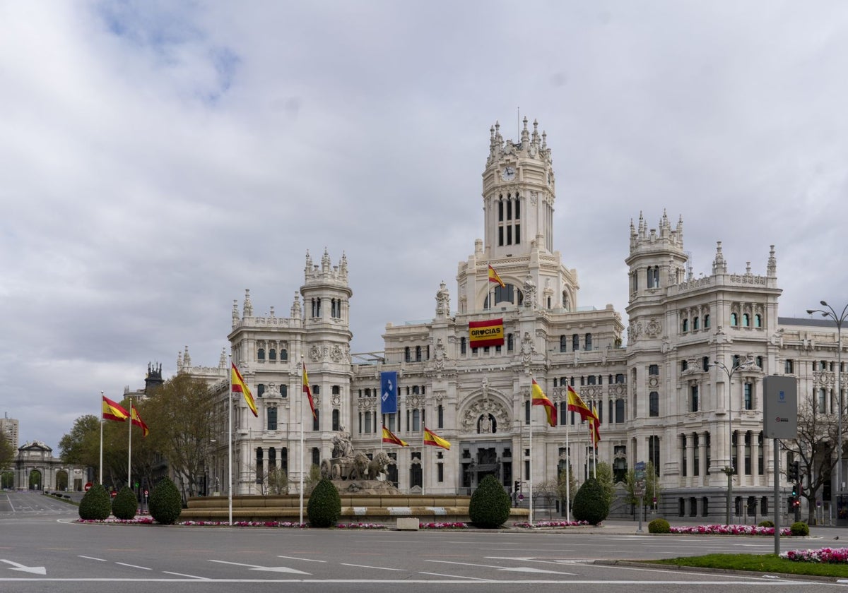 El Palacio de Cibeles, sede del Ayuntamiento de Madrid, fotografiado en 2020