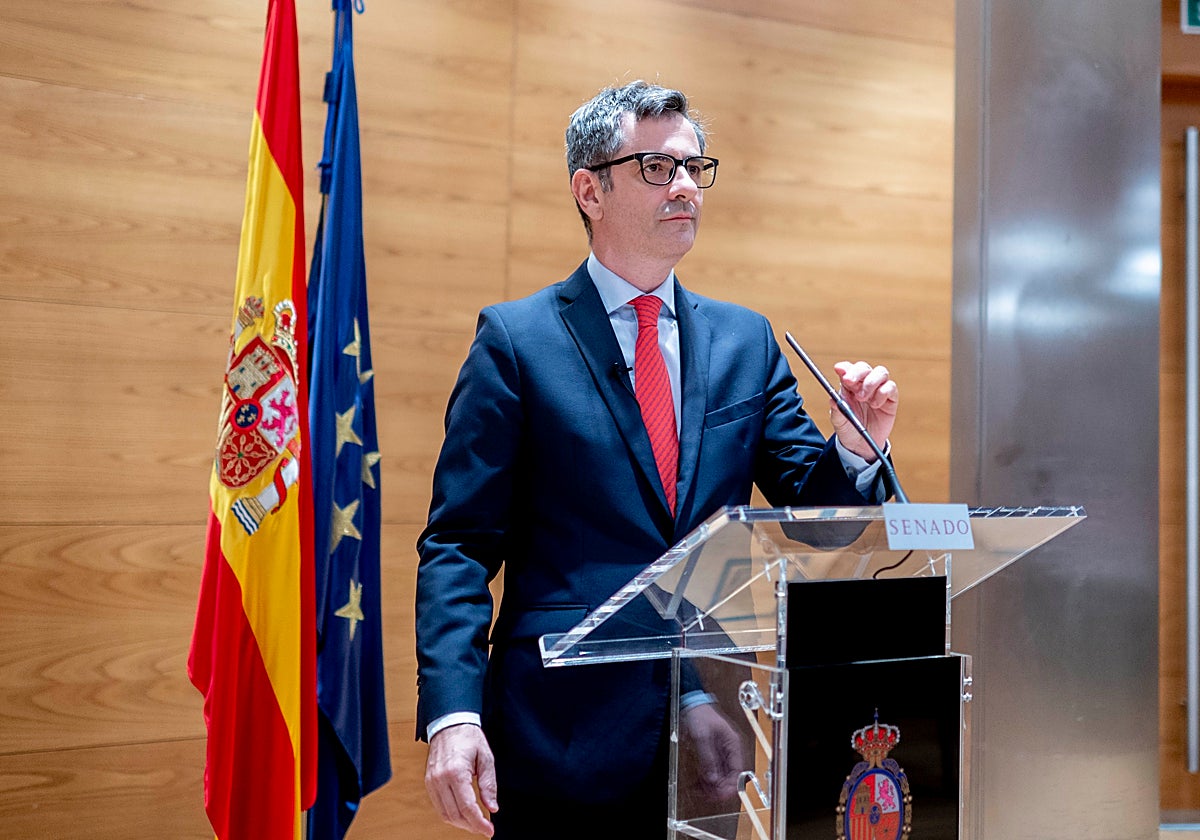 El ministro Félix Bolaños, durante su comparecencia de este viernes en el Senado