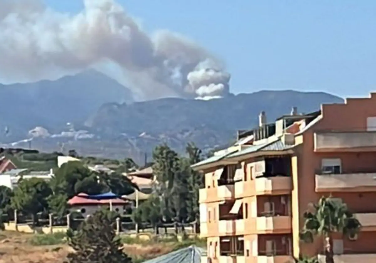 Imagen de la columna de humo que ha provocado el incendio