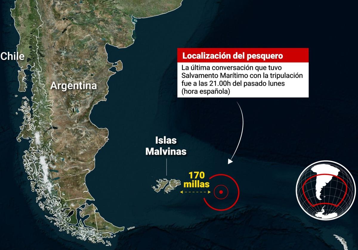 Lugar donde el Argos Georgia se localizaba en el momento del accidente.