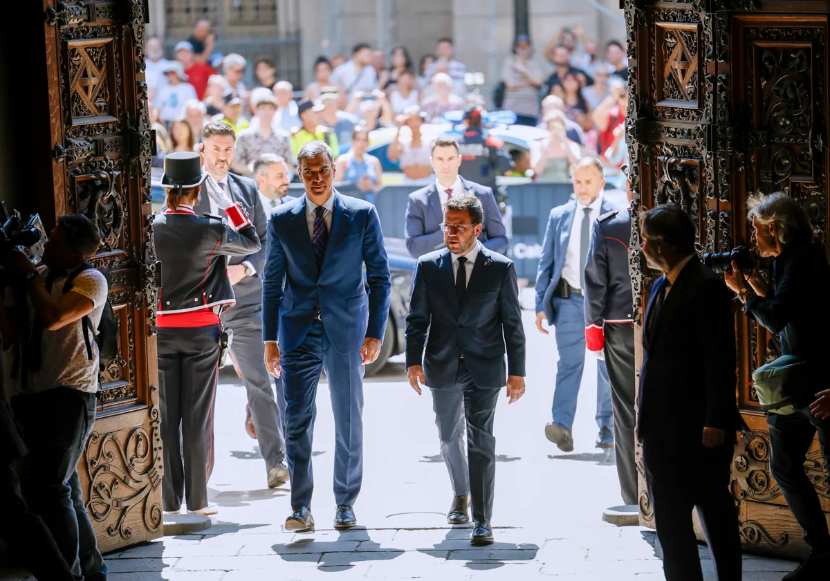 Pedro Sánchez y Pere Aragonès, este miércoles en el Palau de la Generalitat