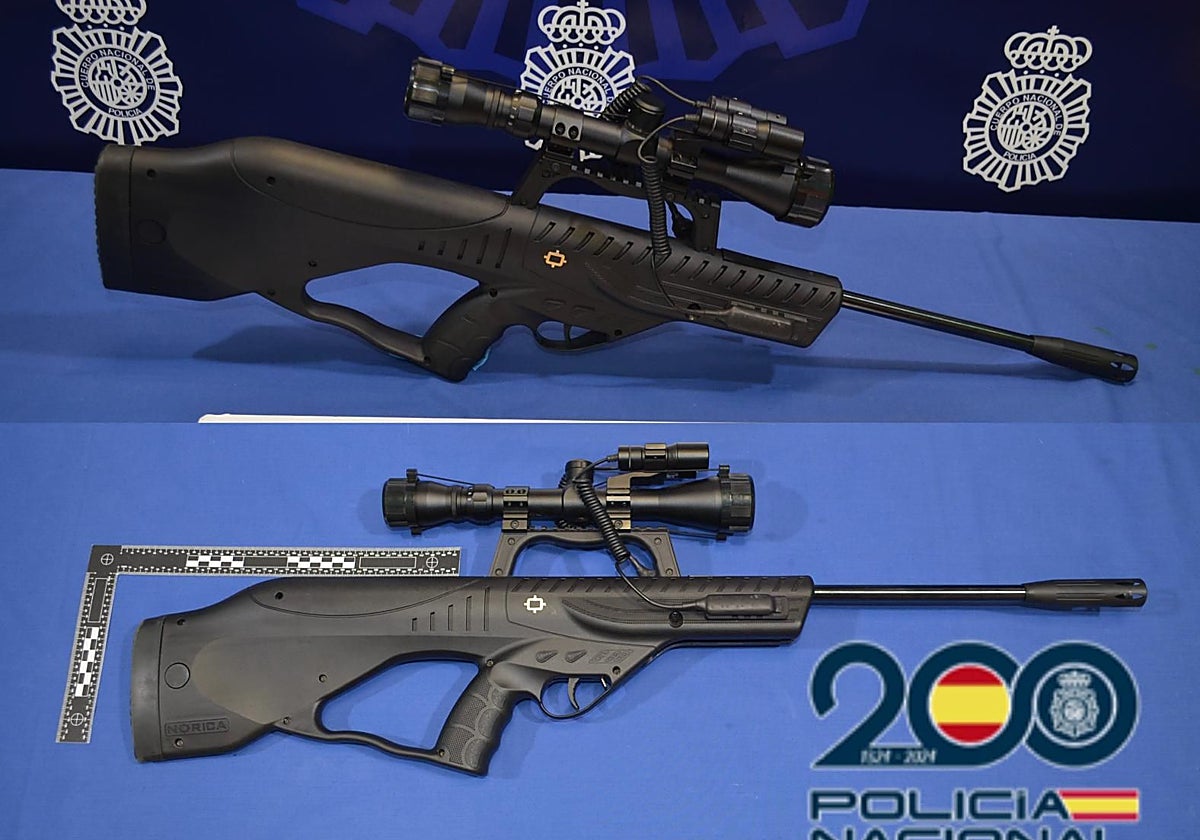 La carabina de aire comprimido intervenida al hombre detenido