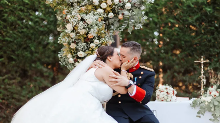 Jacobo y su mujer Raquel el día de su boda