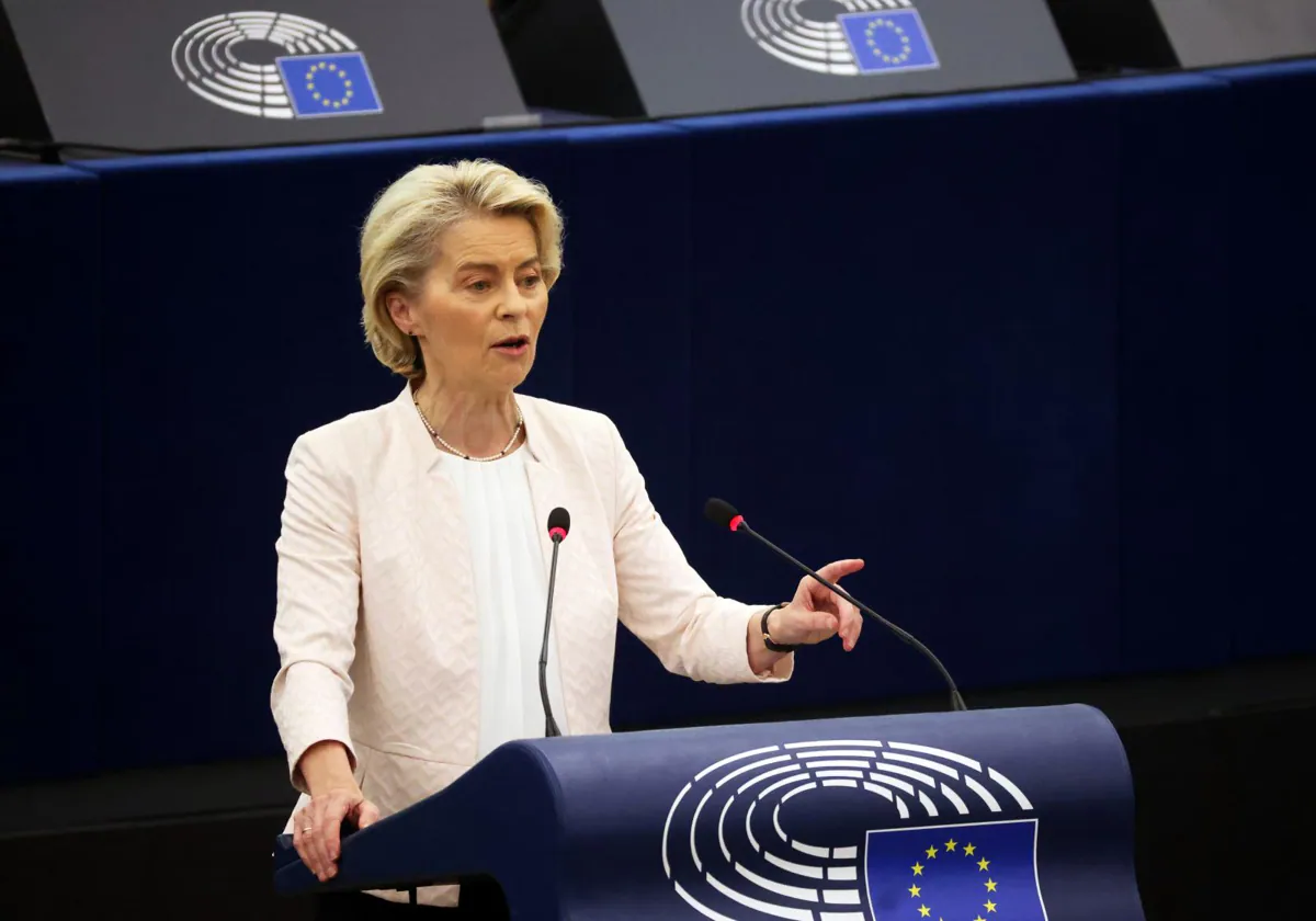 Ursula von der Leyen, presidenta de la Comisión Europea, en el Parlamento Europeo