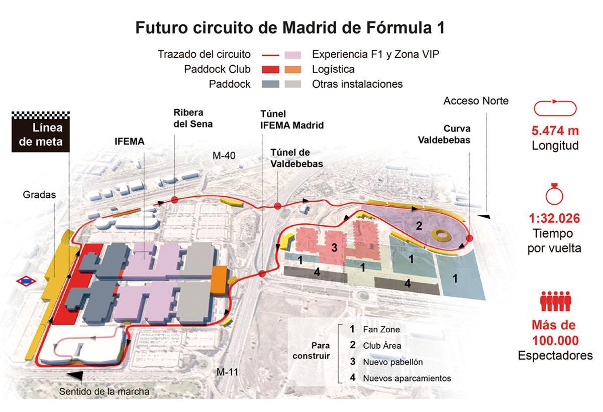 Ilustración que recrea el futuro circuito de Fórmula 1 de Ifema