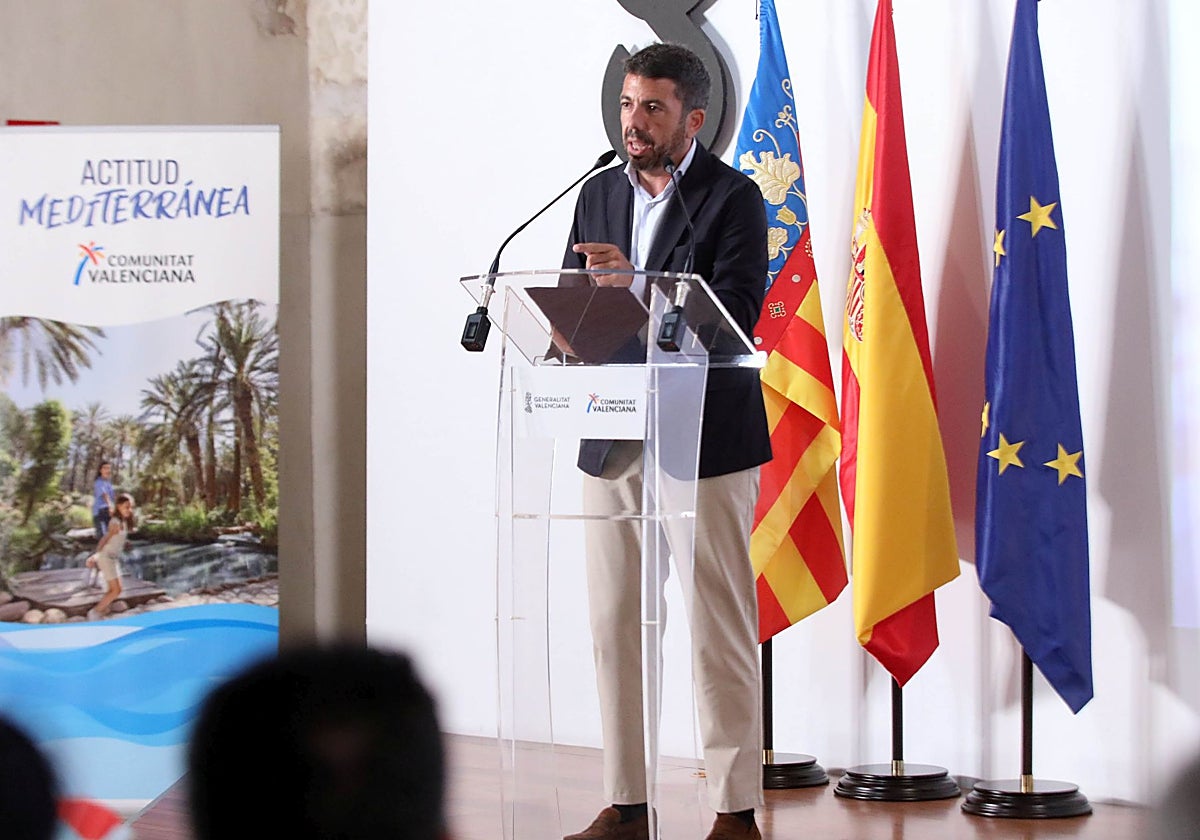 Imagen del presidente de la Generalitat Valenciana, Carlos Mazón, este jueves durante un acto