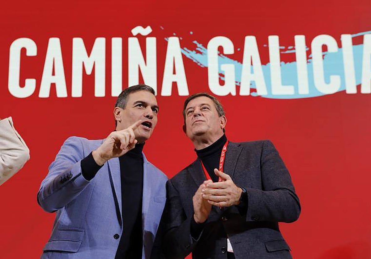 Sánchez y Besteiro, en la Convención Política del PSdeG celebrada en La Coruña en 2023