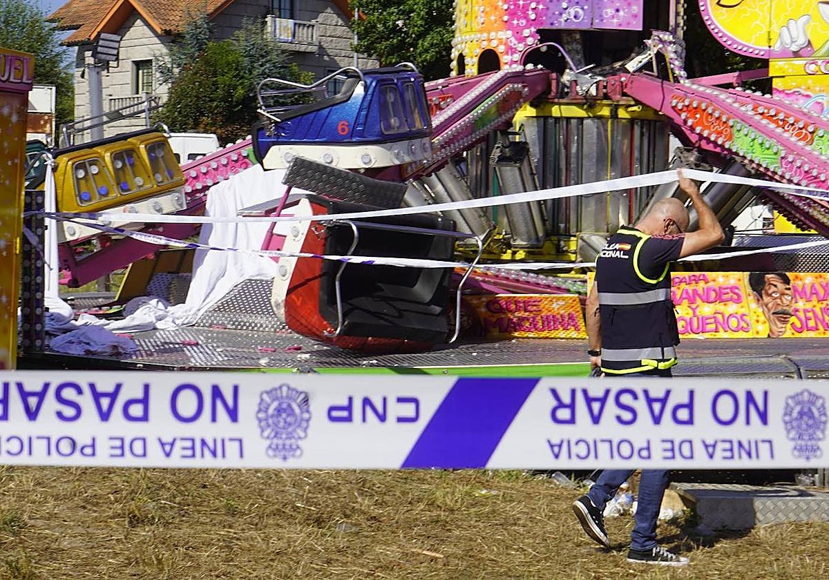 El asiento de la atracción donde falleció un hombre en la parroquia de Matamá, Vigo