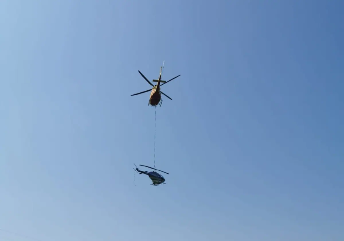 Imagen del rescate del helicóptero realizado por el Consorcio Provincial de Bomberos de Valencia