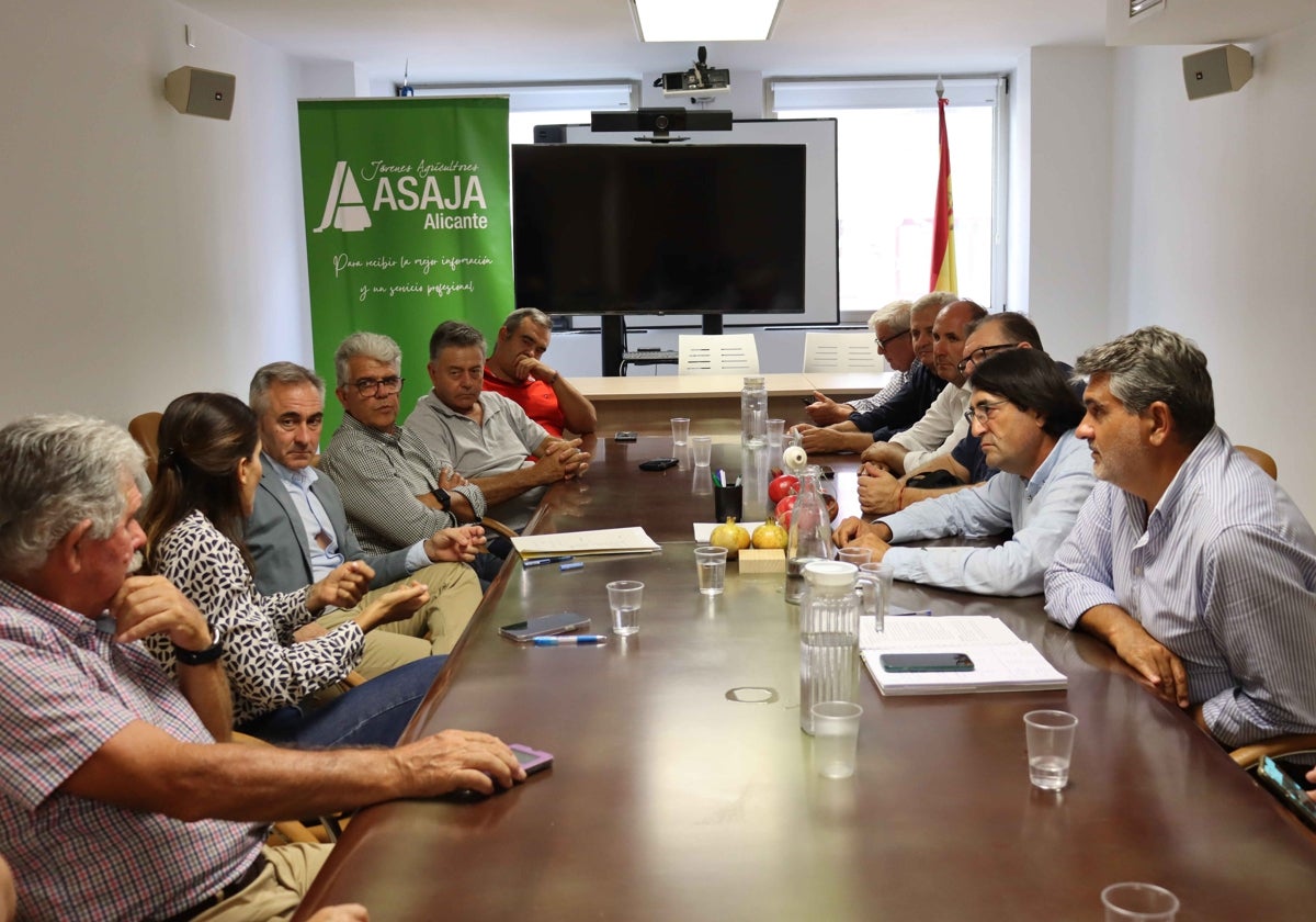 Representantes de ASAJA Alicante, en su reunión con el conseller Miguel Barrachina