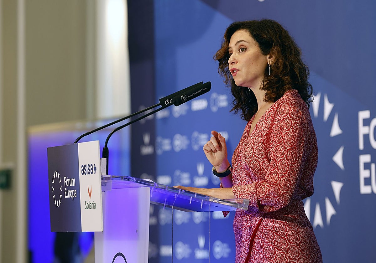 La presidenta de la Comunidad de Madrid, Isabel Díaz Ayuso, este lunes