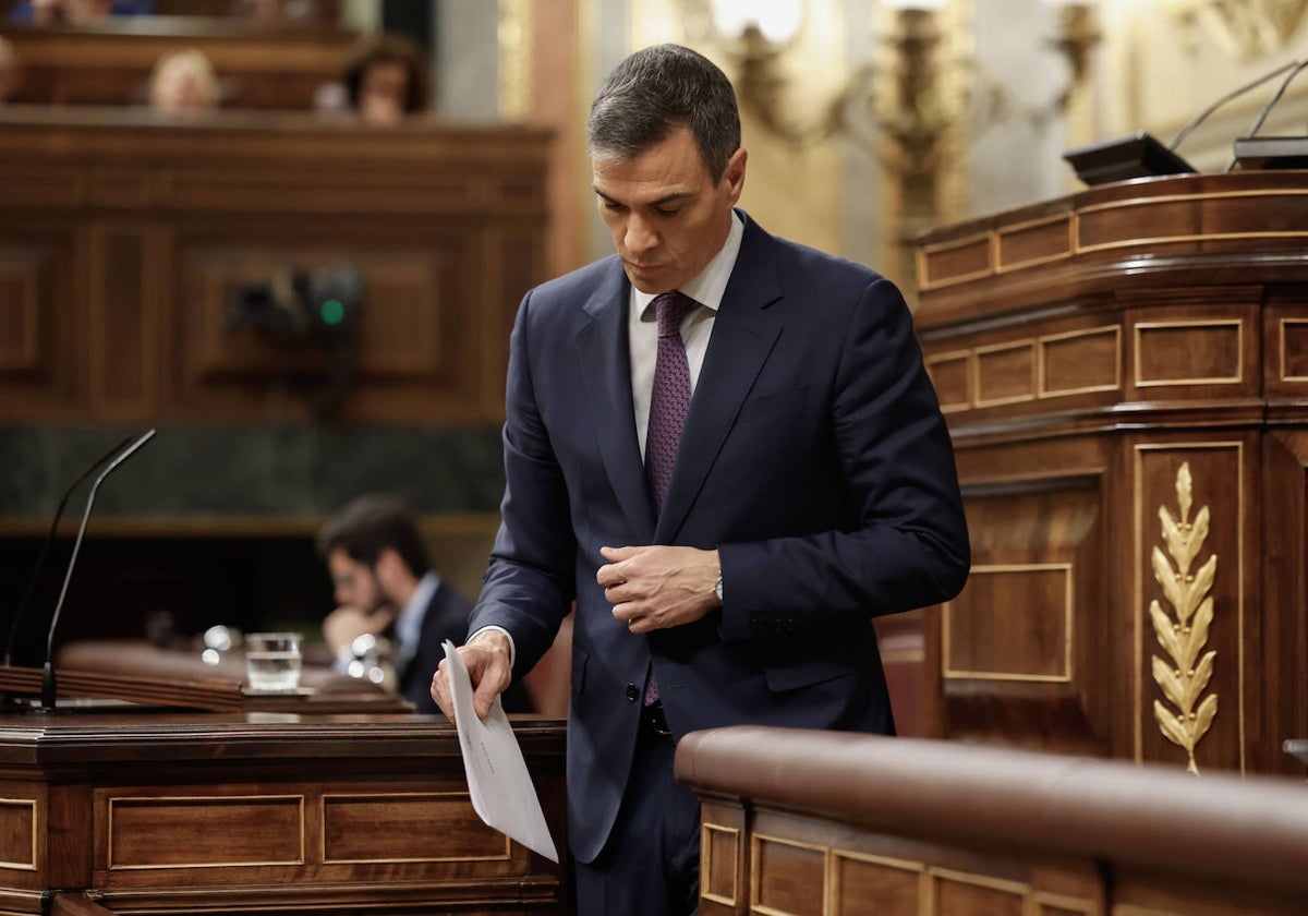El presidente del Gobierno, Pedro Sánchez, interviene en el Congreso