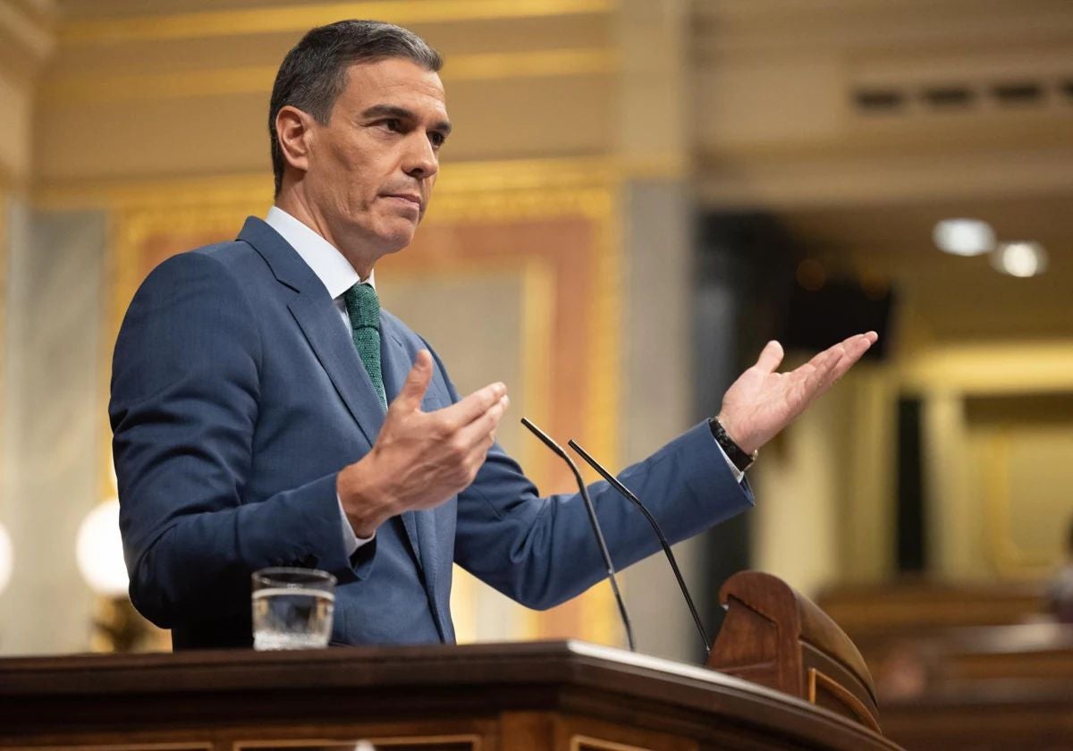 El presidente del Gobierno, Pedro Sánchez, en el Congreso