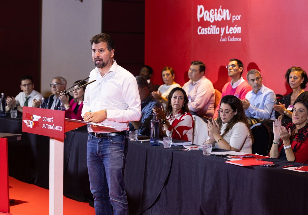 Luis Tudanca, durante su intervención el jueves en el Comité Autonómico del PSCL