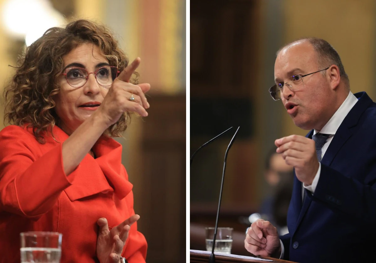 La vicepresidenta Primera, Maria Jesús Montero y el El portavoz del PP en el Congreso, Miguel Tellado,