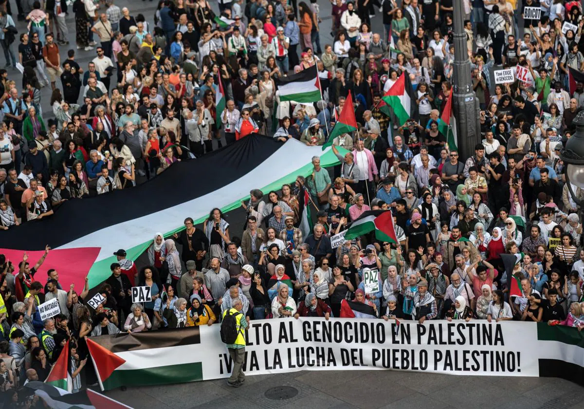 Una imagen de la manifestación a favor de Palestina en Madrid