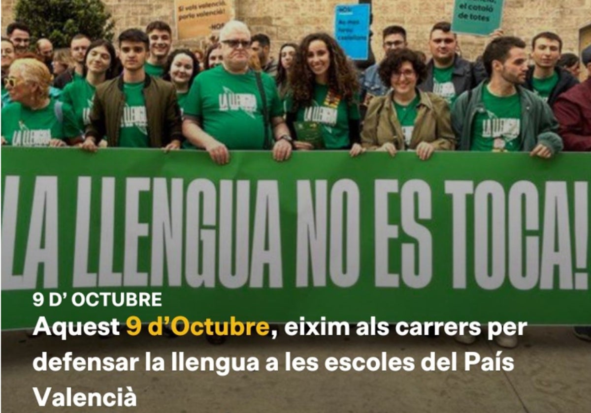 Imagen difundida por la Plataforma per la Llengua en sus redes, sobre el Día de la Comunidad Valenciana