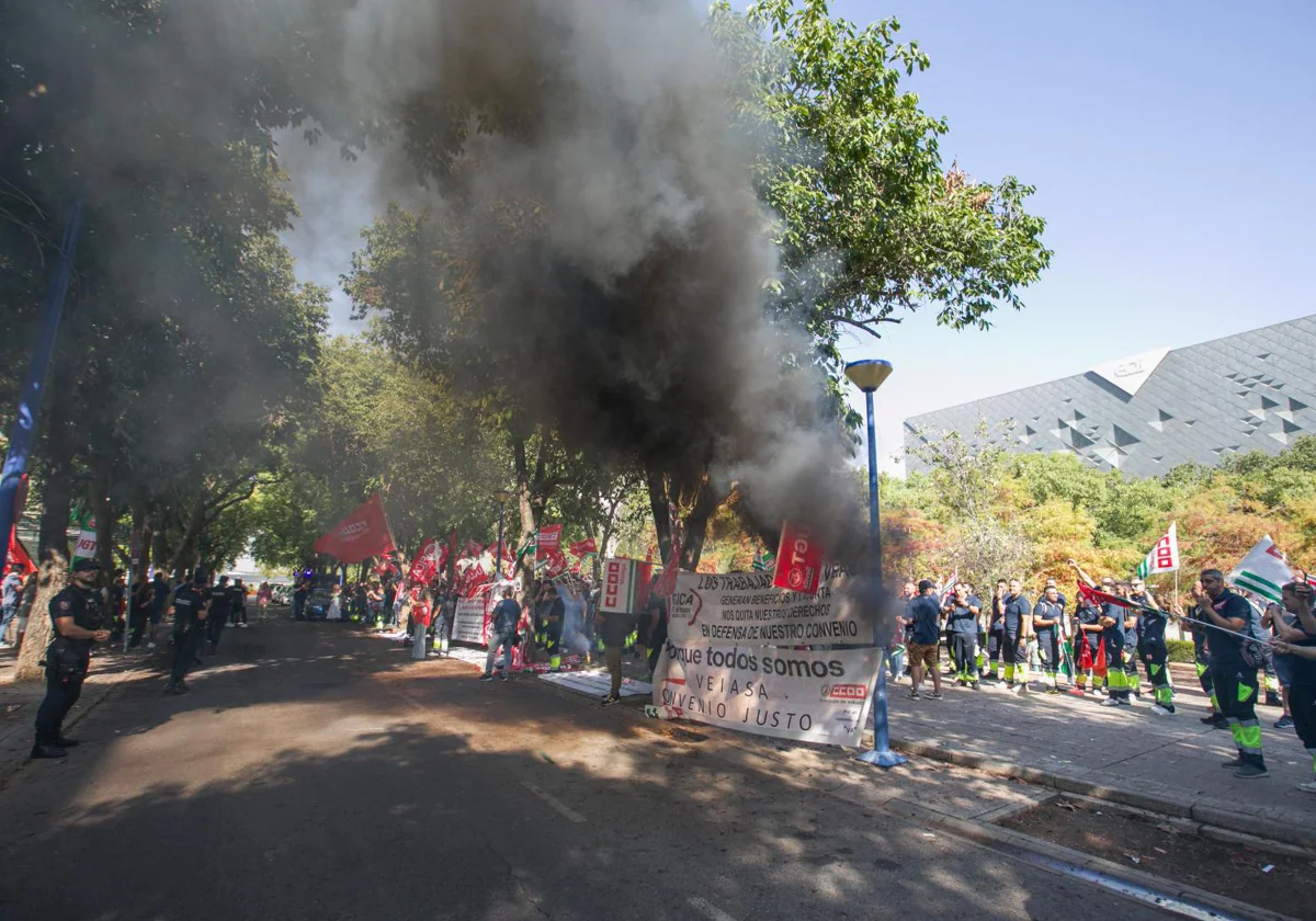 Trabajadores de Veiasa, en una de las protestas realizadas en septiembre