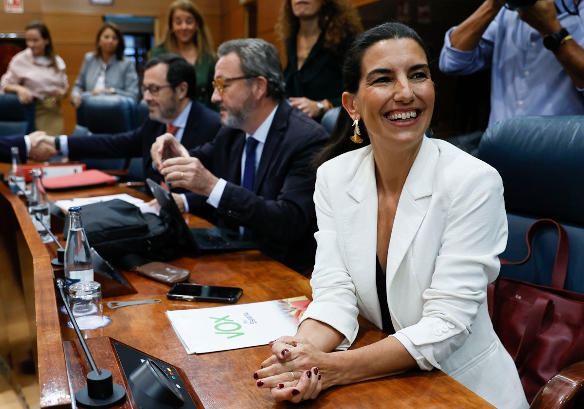 Rocío Monasterio, a su llegada al pleno de la Asamblea de Madrid