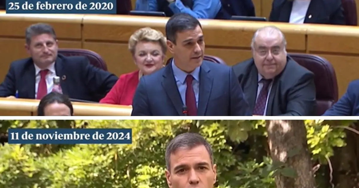 Las dos versiones de Sánchez sobre el caso Delcy, antes y después de destaparse sus mensajes con Ábalos (1/1)