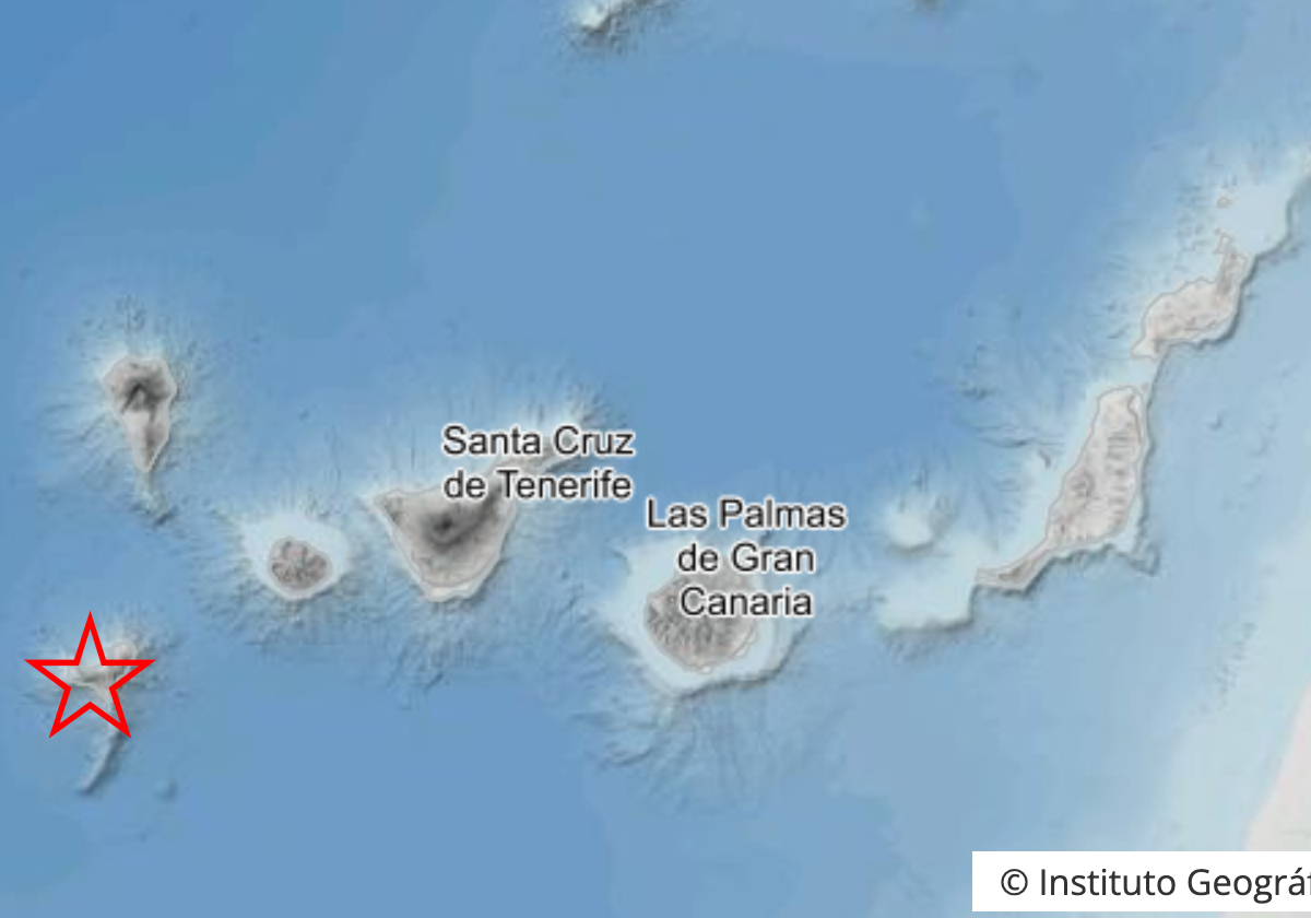 Epicentro del terremoto en  El Hierro