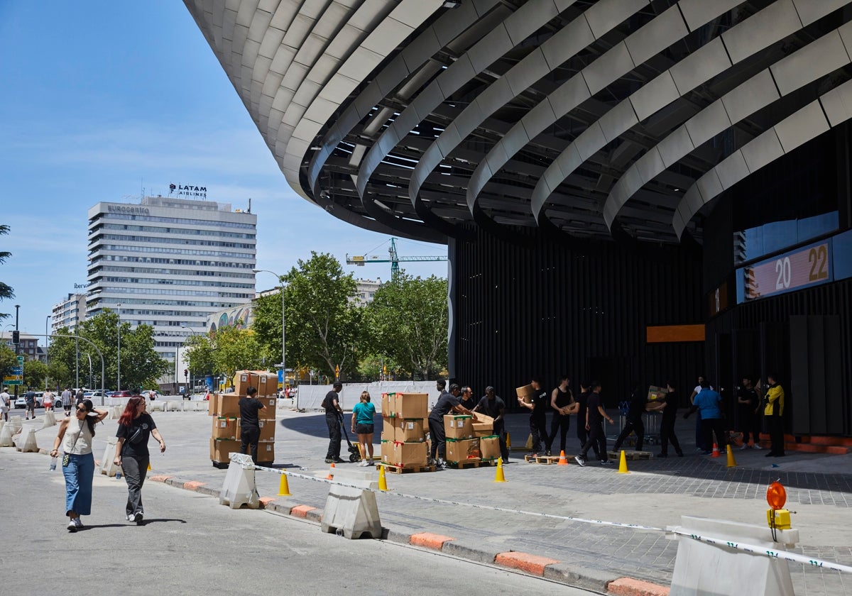 Preparación de uno de los conciertos del Bernabéu