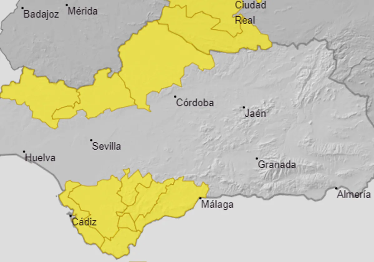 Cinco provincias de Andalucía están en alerta amarilla por lluvias