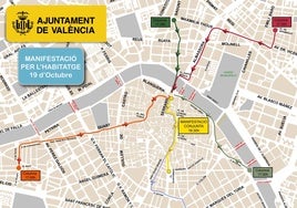 Manifestación por la vivienda en Valencia el sábado 19 de octubre: horario, recorrido, calles cortadas al tráfico y líneas de los autobuses de la EMT desviadas