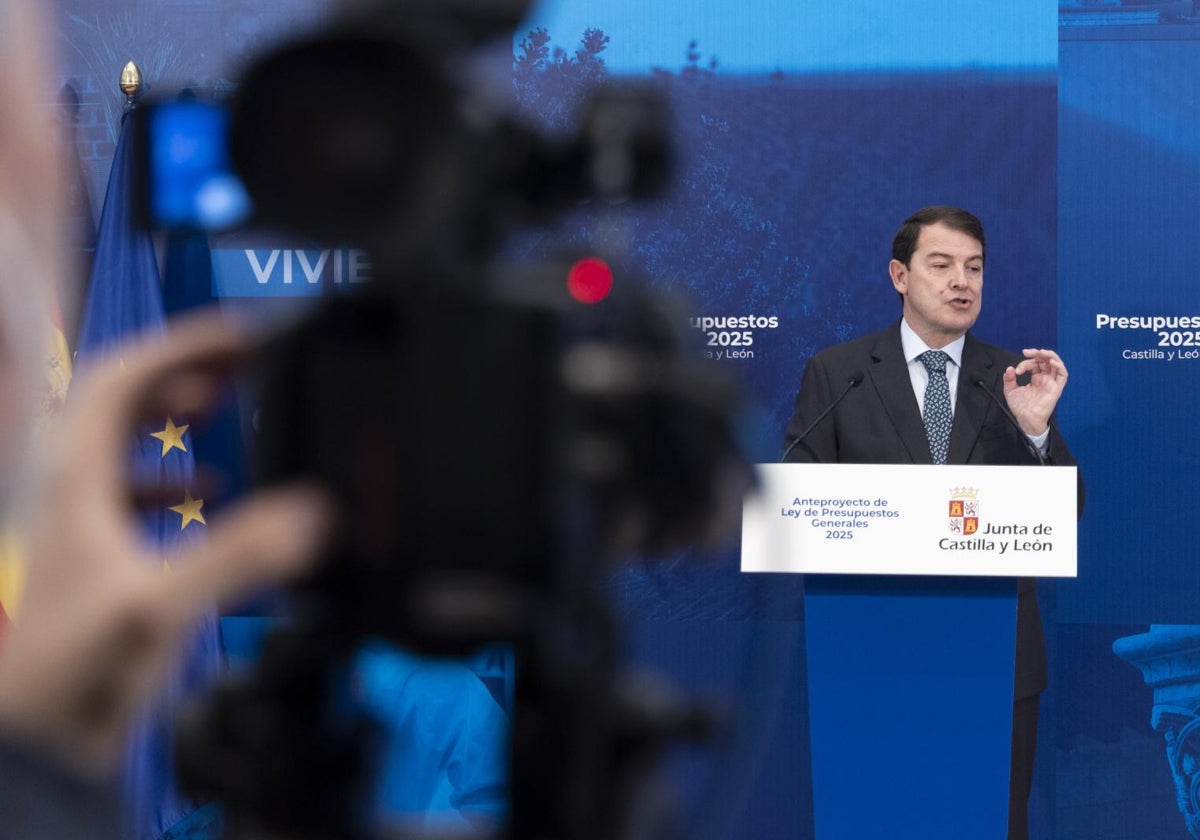 Mañueco durante la presentación del Anteproyecto de Ley de Presupuestos para 2025