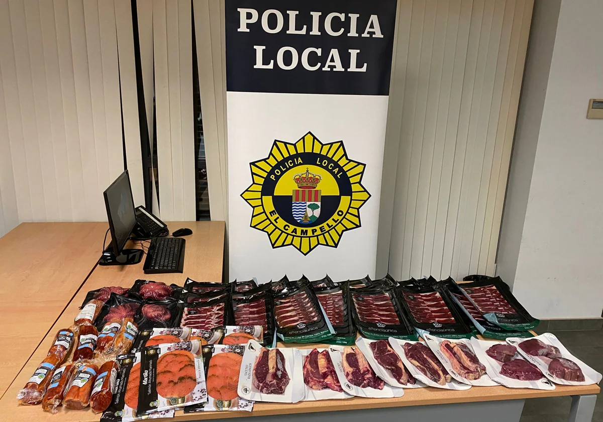 Lote de alimentos valorado en 800 euros intervenido por la Policía Local en un supermercado de El Campello