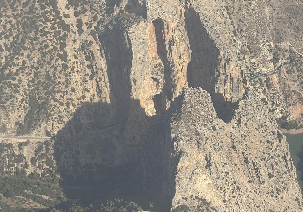 Vista aérea del desfiladero de los Gaitanes, en el Caminito del Rey