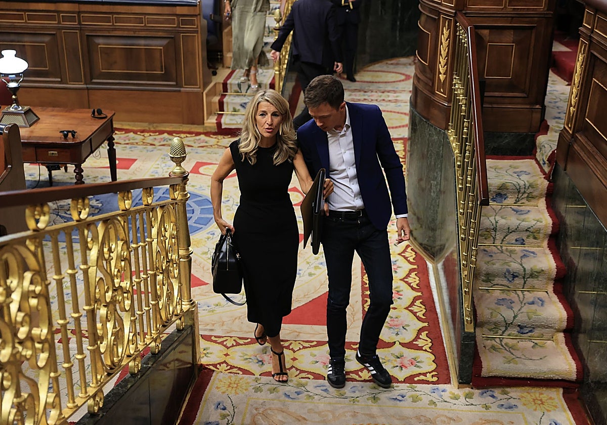 Yolanda Díaz e Íñigo Errejón en el Congreso de los Diputados
