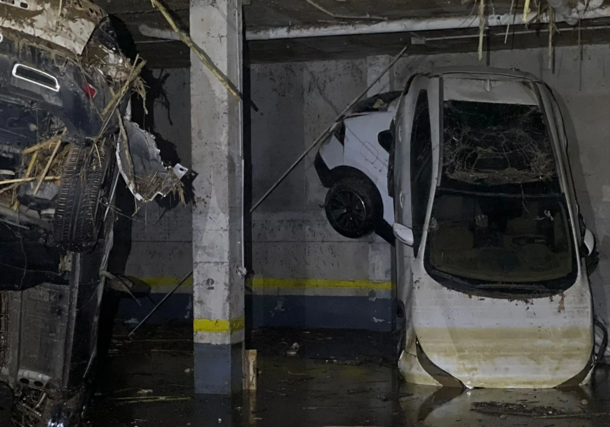 Imagen de un garaje anegado en la zona cero de la DANA en Valencia