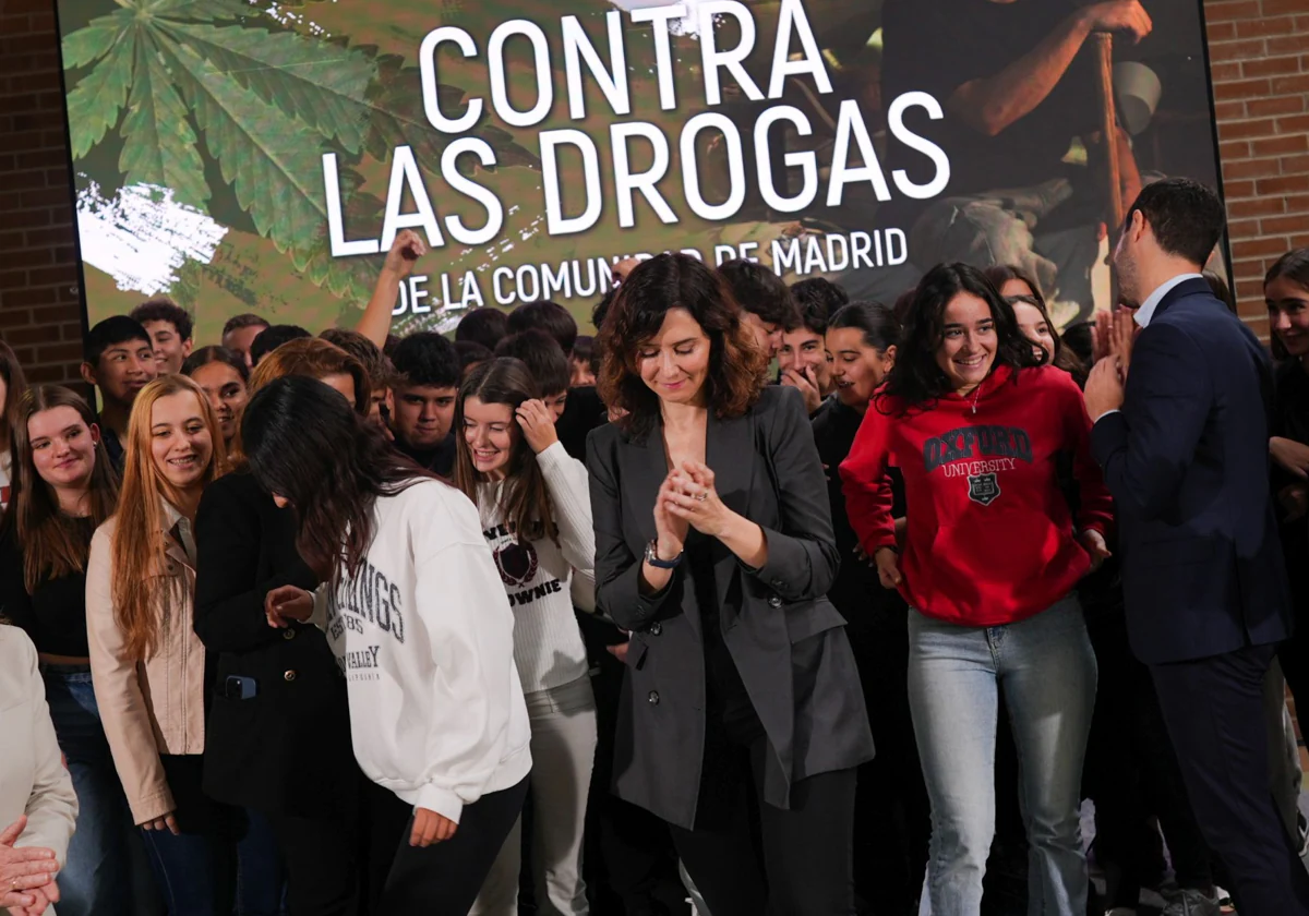 La presidenta madrileña, durante la presentación del Plan Regional contra la Droga