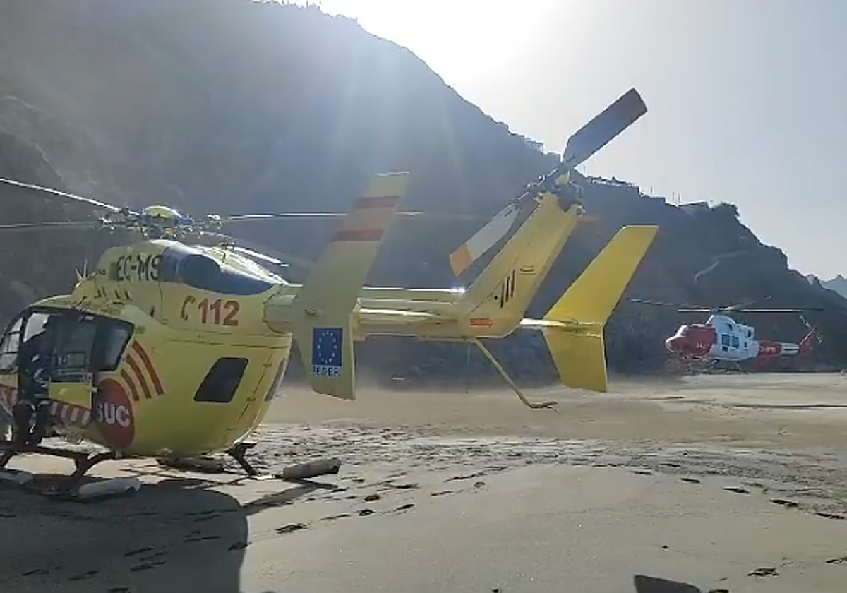 Evacuación en helicóptero medicalizado desde la playa