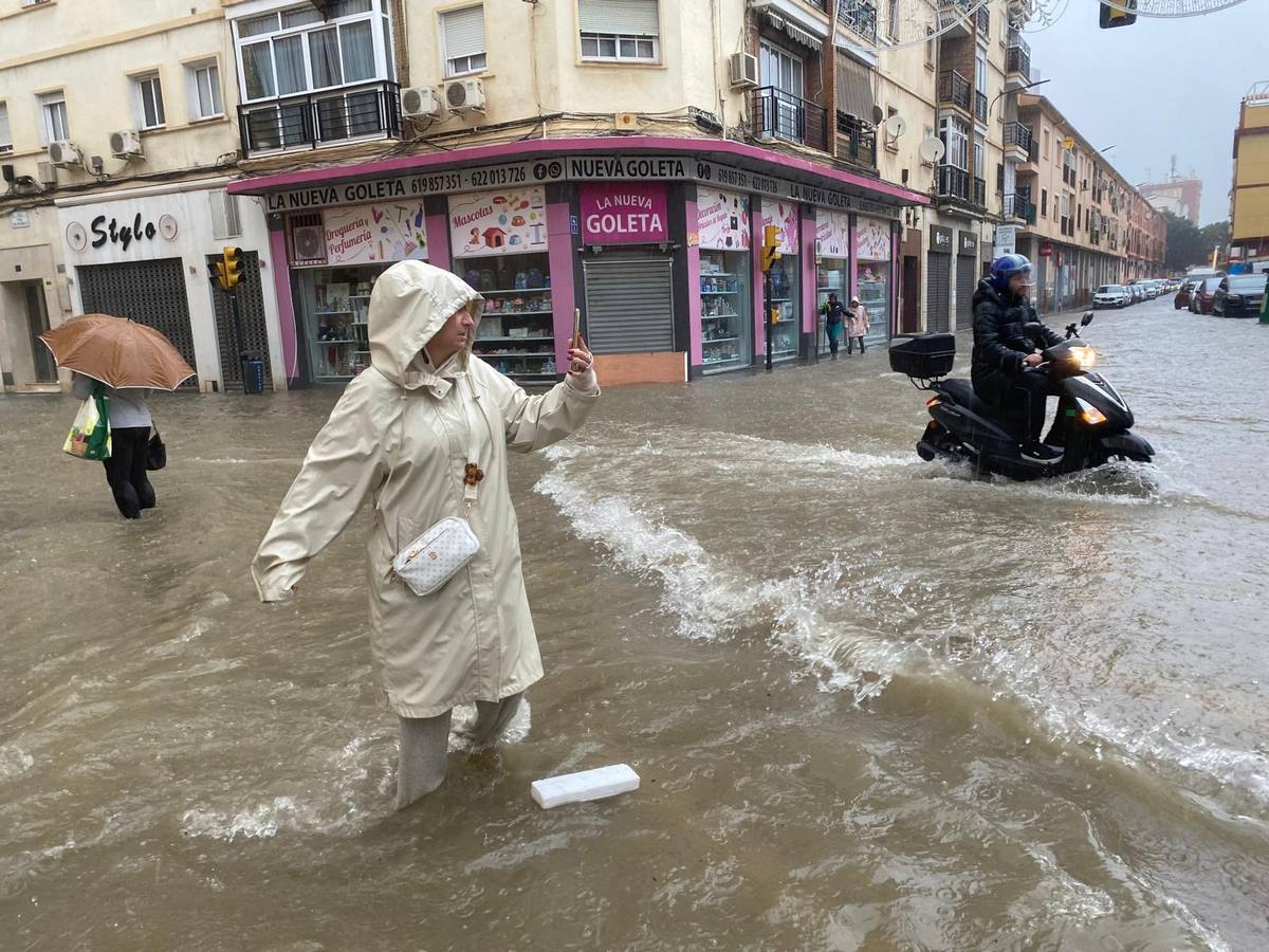 Efectos por las fuertes lluvias en Málaga al paso de una nueva DANA