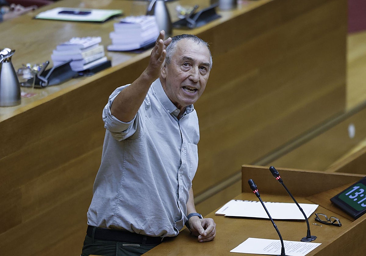 Imagen del portavoz de Compromís, Joan Baldoví, este viernes en las Cortes Valencianas
