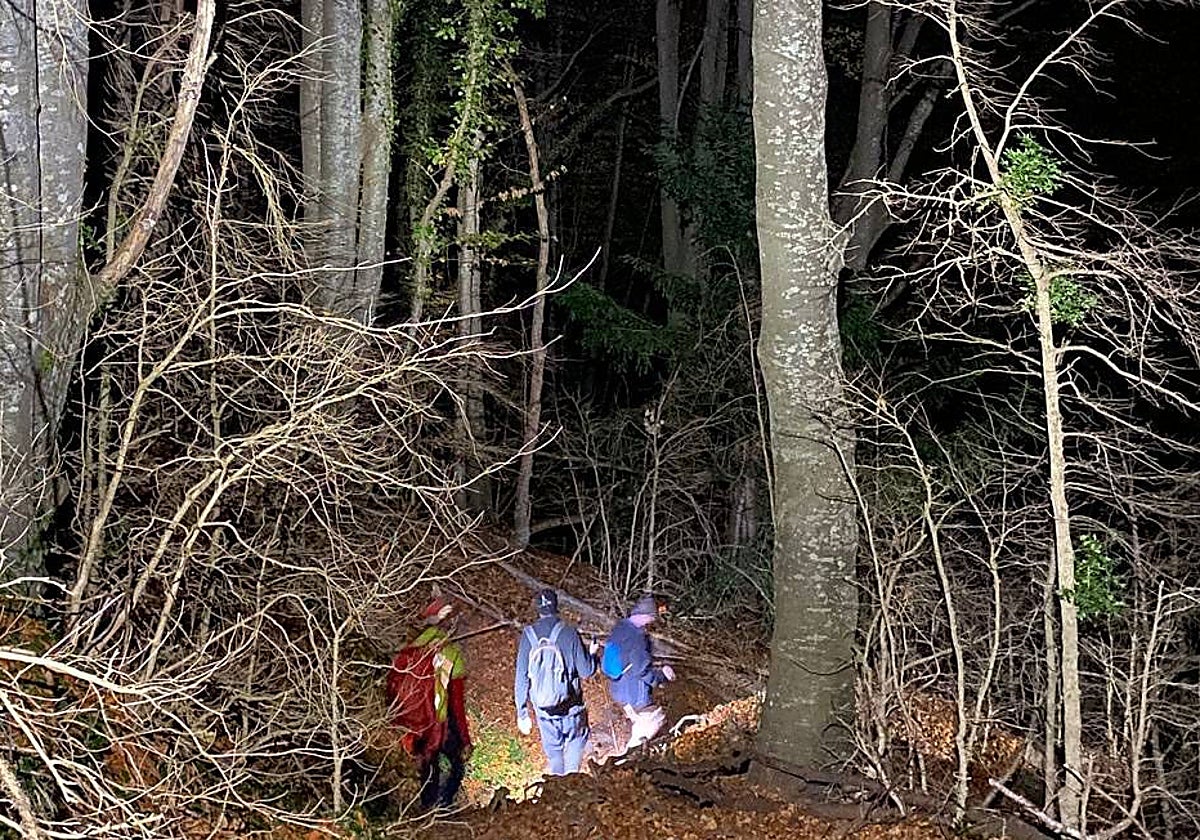 Efectivos de bomberos durante un rescate en la montaña