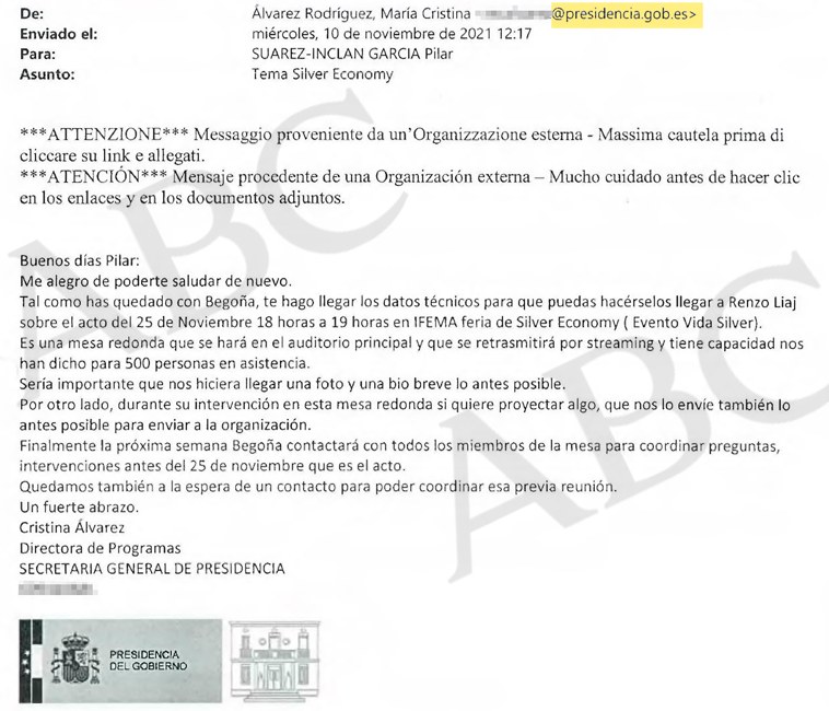 Imagen - El 'whatsapp' que prueba que la asesora de Moncloa trabajaba para los negocios de Begoña Gómez