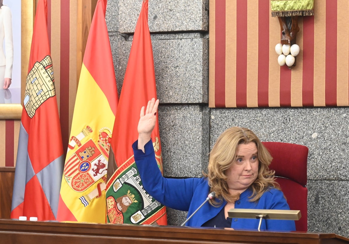 La alcaldesa de Burgos, Cristina Ayala, durante el pleno del Ayuntamiento