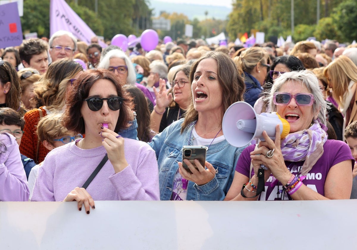 Un momento de la manifestación de este domingo en Córdoba contra la violencia de género