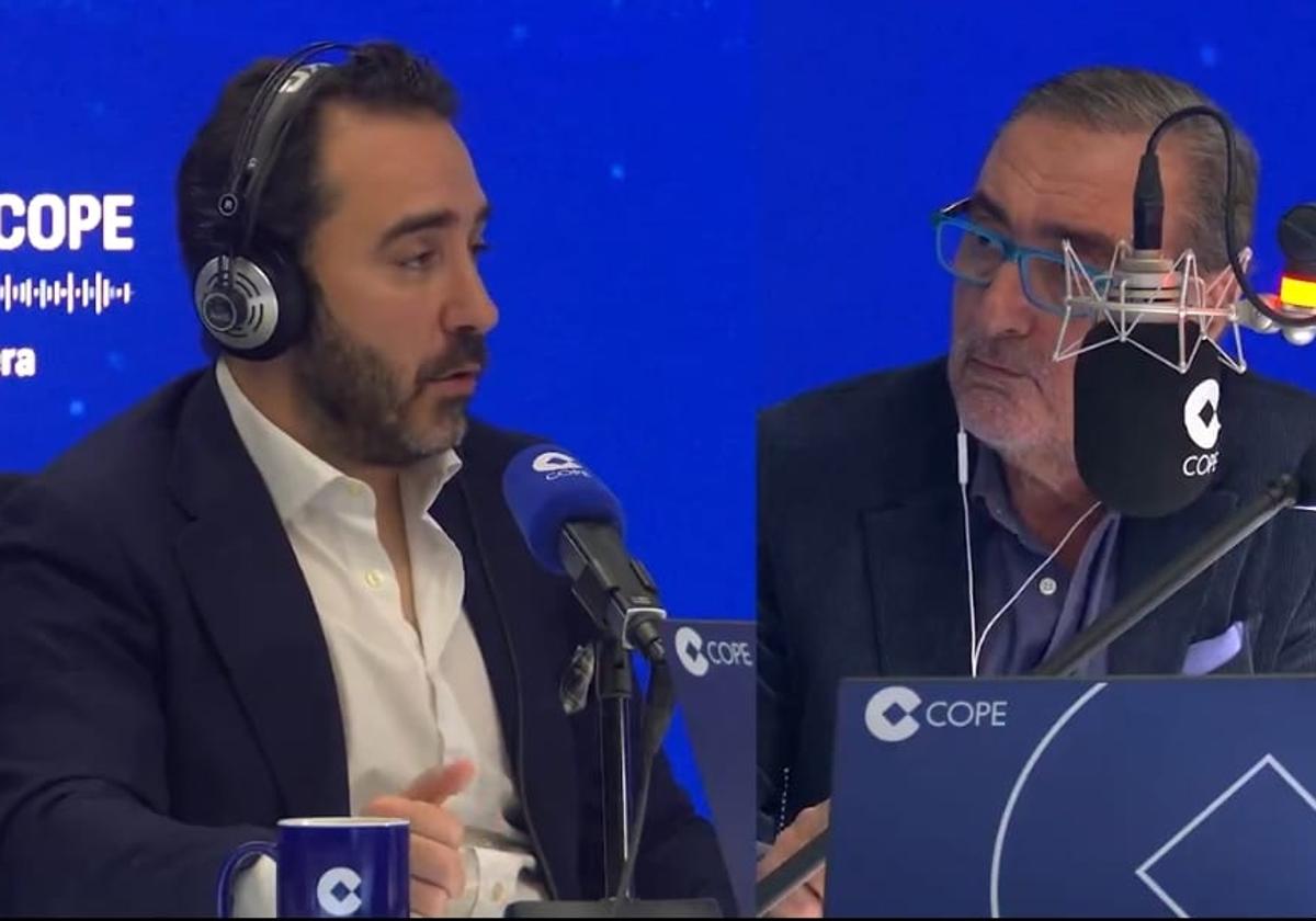 Imagen de la entrevista en Herrera en COPE. En vídeo, fragmentos de la entrevista de Herrera a Aldama.