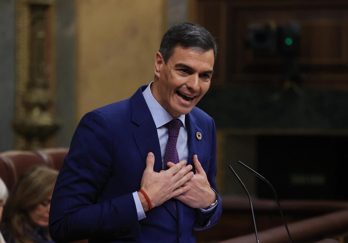 El presidente del Gobierno, Pedro Sánchez, en el Congreso