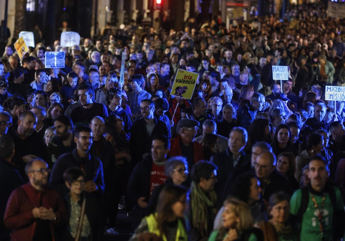 Imagen de la última manifestación en Valencia contra la gestión de la DANA