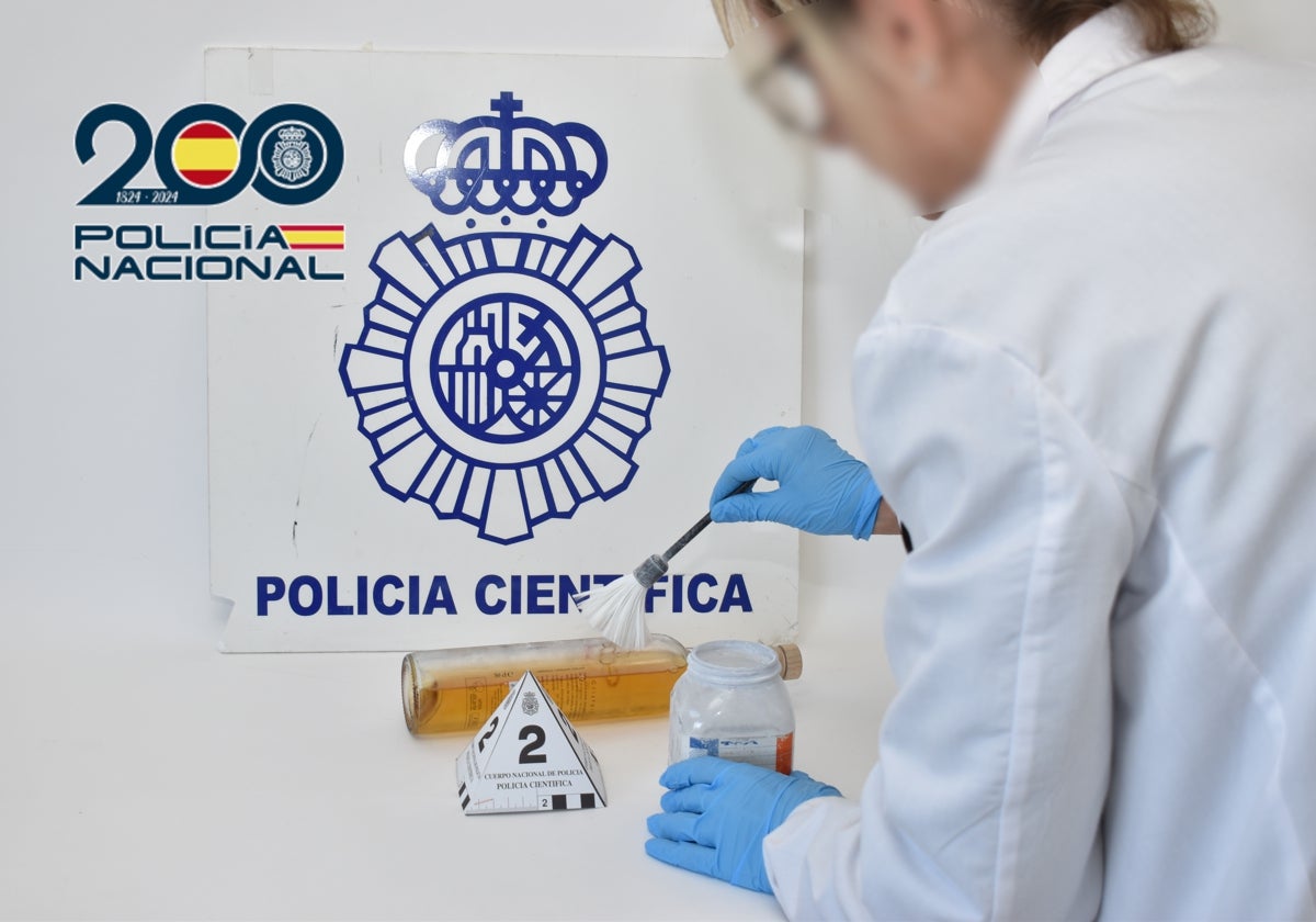 Una agente de la Policía Científica analiza pruebas del robo en la casa de campo de Elche